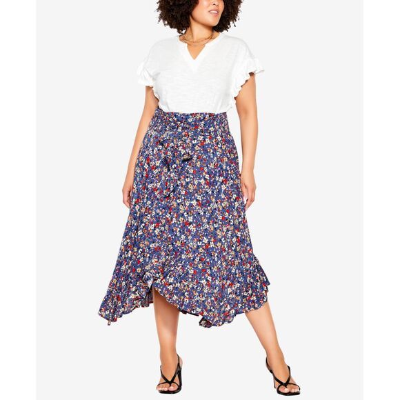 City Chic Trendy Plus Size Ruffled Midi Skirt - Picture 1 of 3